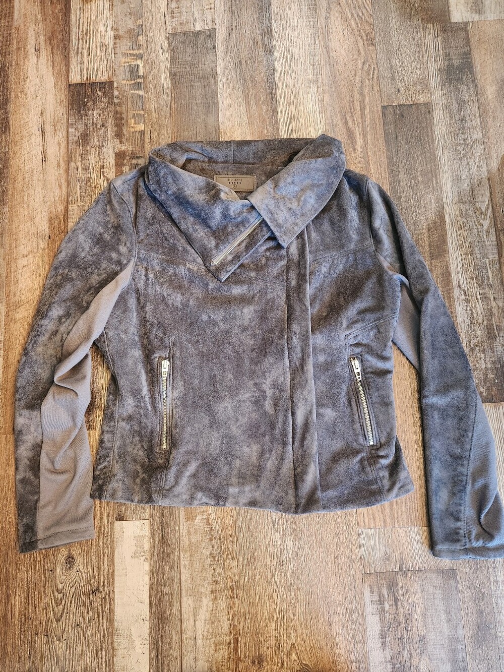 Blank NYC Gray Faux Suede Zip Up Jacket Size Large